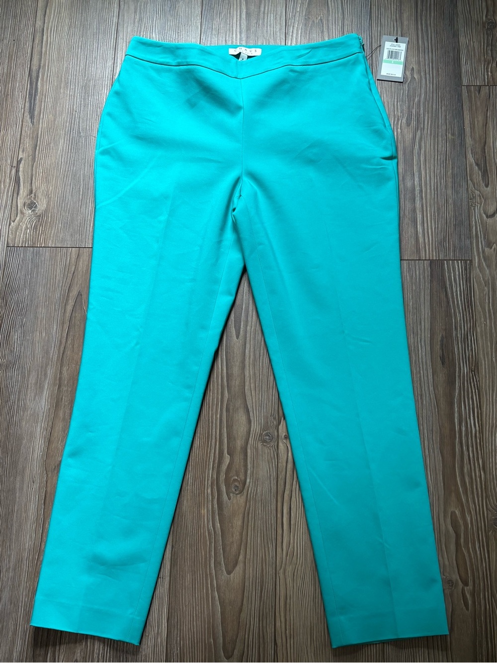 Chaus Courtney Pants 8 NWT Teal Turquoise Blue Straight Leg Office Career Trend